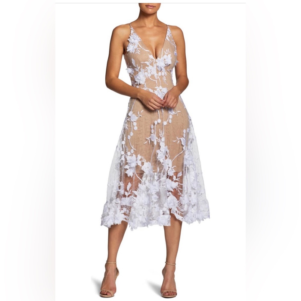 NWT Dress the Population- Audrey Embroidered Fit &Flare Dress